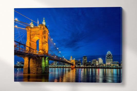 Cincinnati Skyline at Twilight Canvas Eco Leather Print, Made in Italy!