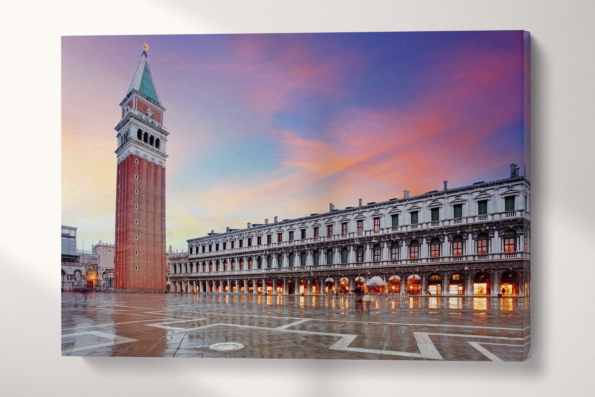 San Marco Square Venice Venezia Italy Canvas Eco Leather Print, Made in Italy!