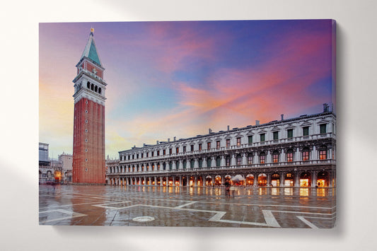 San Marco Square Venice Venezia Italy Canvas Eco Leather Print, Made in Italy!