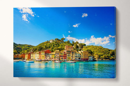 Portofino Genova Liguria Italy Canvas Eco Leather Print, Made in Italy!