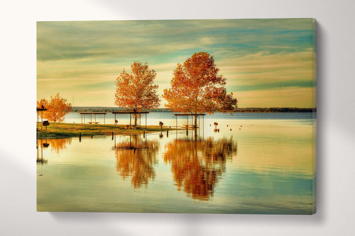 Lake Waco Texas Canvas Eco Leather Print, Made in Italy!