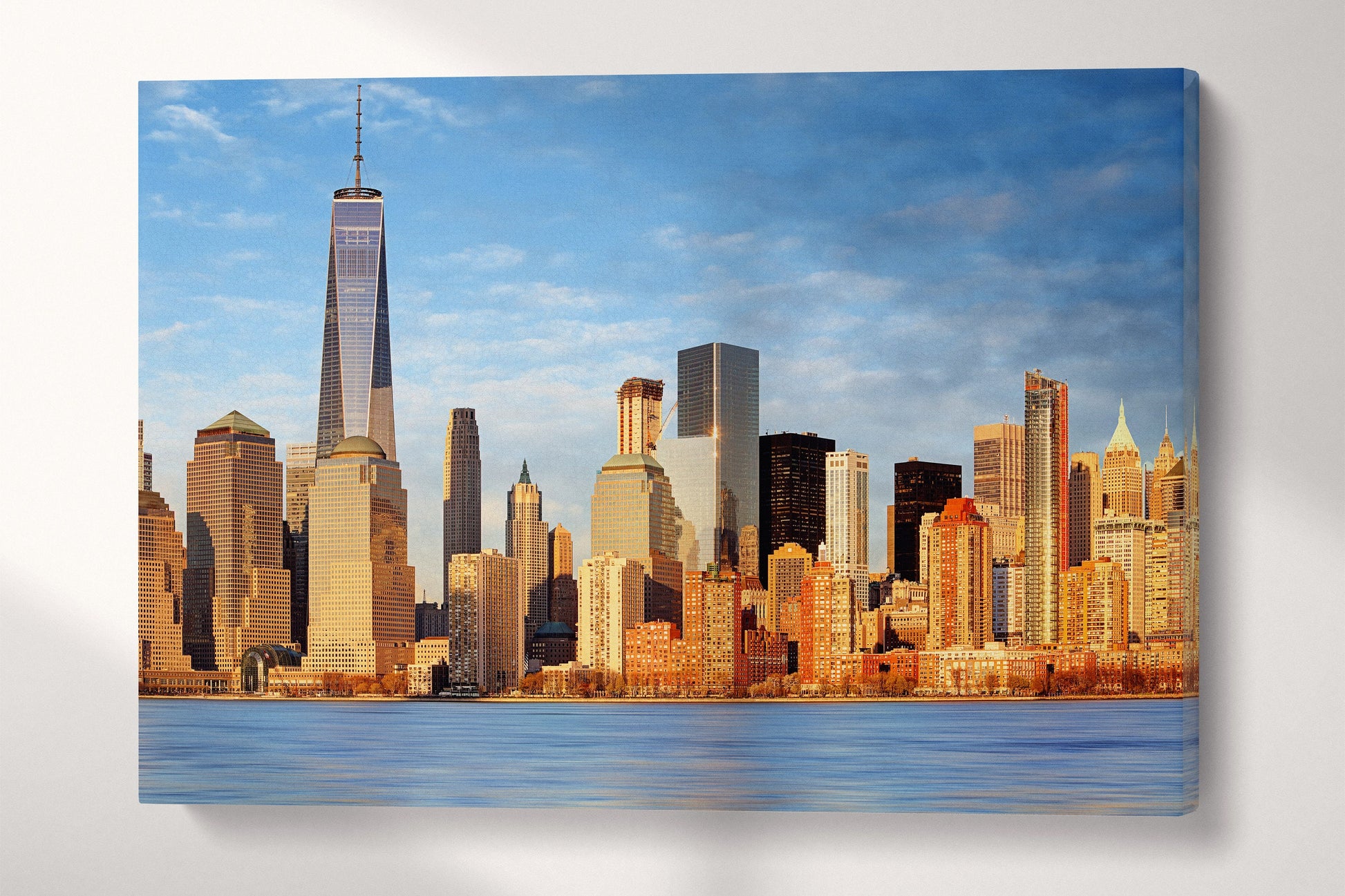Manhattan skyscrapers and One World Trade Center Canvas Eco Leather Print, Made in Italy!