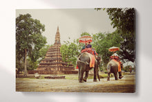 Laden Sie das Bild in den Galerie-Viewer, Ayutthaya, Thailand Walking with Elephants Canvas Eco Leather Print, Made in Italy!