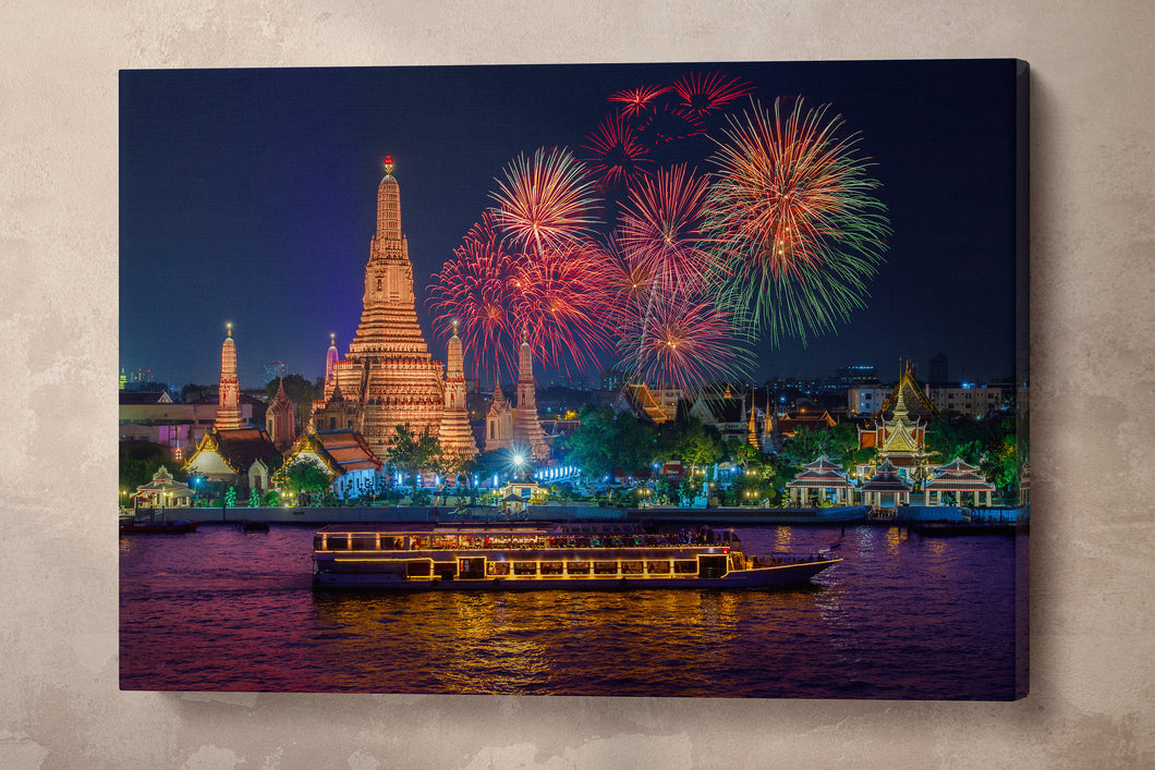 Wat Arun Bangkok canvas eco leather wall decor print