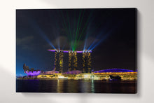 Laden Sie das Bild in den Galerie-Viewer, Marina Bay Sands Laser Show Wall Art Canvas Print