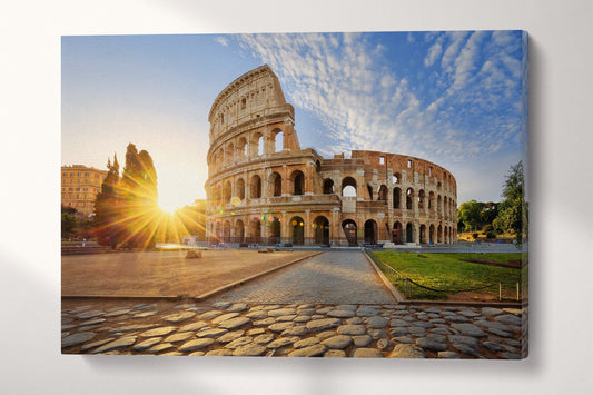 Rome Colosseum Canvas Eco Leather Print, Made in Italy!