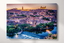 Laden Sie das Bild in den Galerie-Viewer, 3 Panel Toledo, Spain Framed Canvas Leather Print