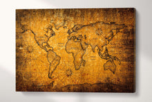 Load image into Gallery viewer, Grunge Detail World Map Canvas Eco Leather Print, Made in Italy!