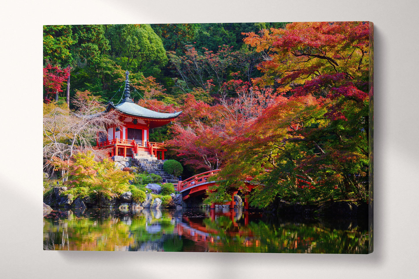 Daigoji Temple, Kyoto, Japan Framed Canvas Leather Print, Made in Italy!