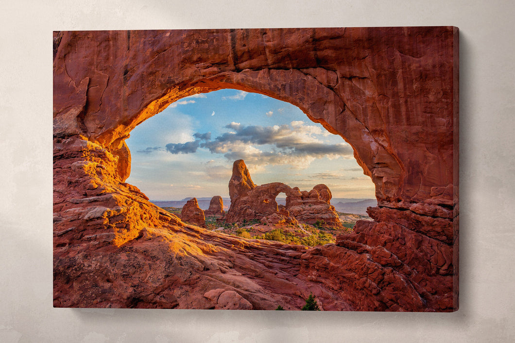 3 Panel Arches National Park in Utah Framed Canvas Leather Print