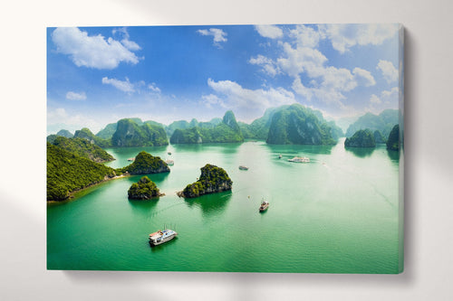 Halong Bay Vietnam UNESCO World Heritage Site Canvas Eco Leather Print, Made in Italy!
