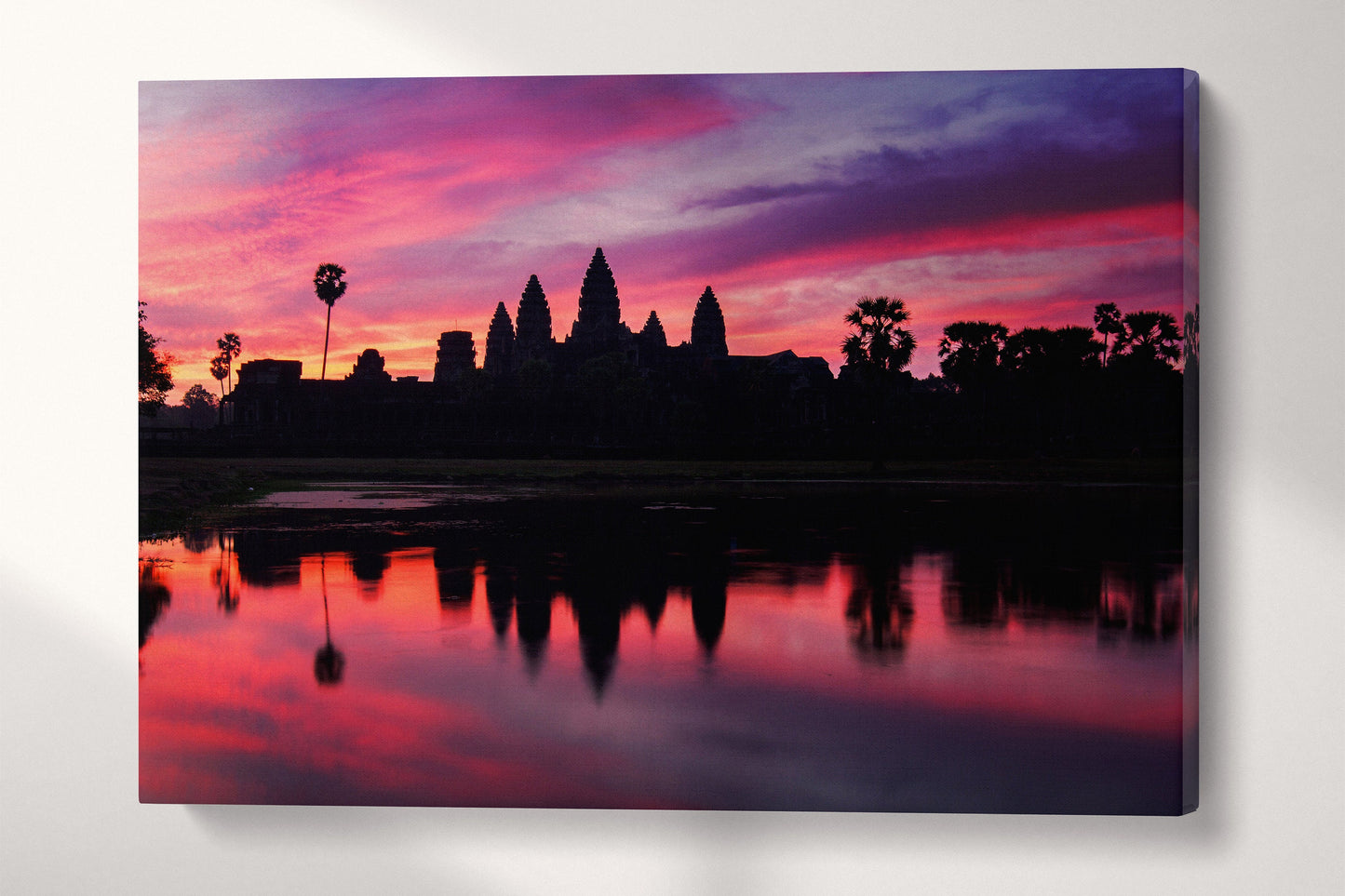 Angkor Wat Temple Cambodia Dramatic Sunrise Wall Art Home Decor Canvas Eco Leather Print