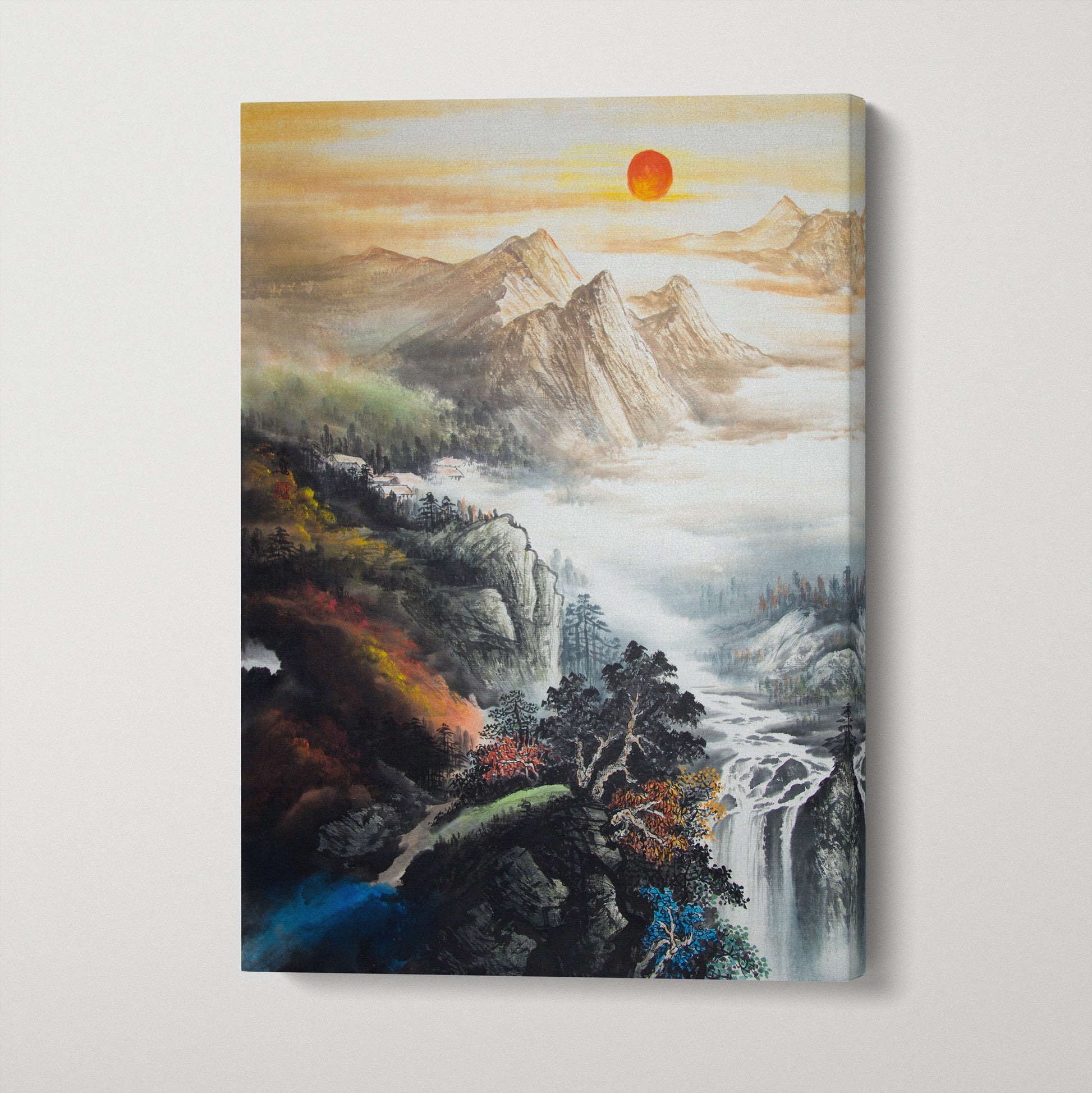 Oriental Chinese Landscape Framed Canvas