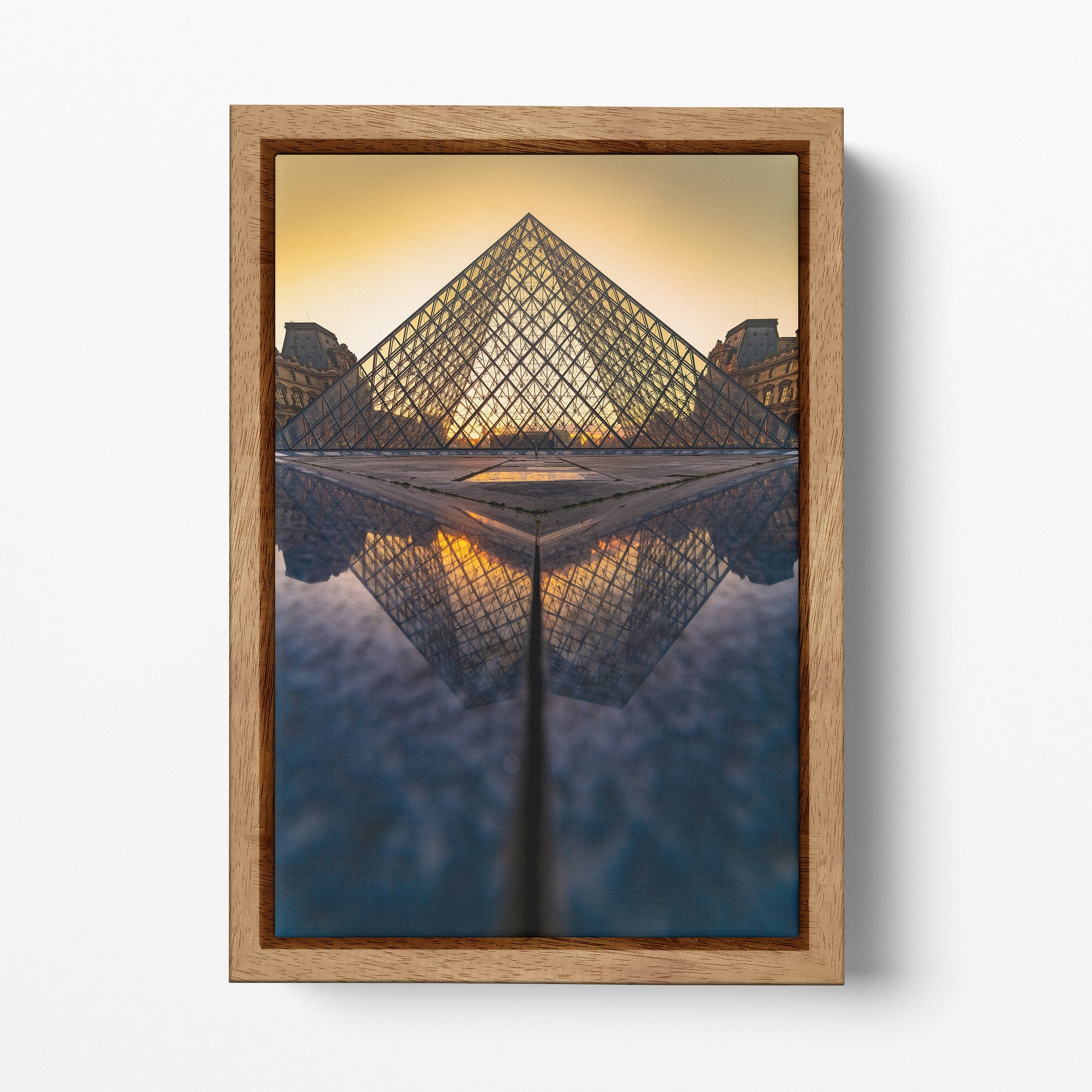 Louvre Museum Reflection wood framed canvas wall art