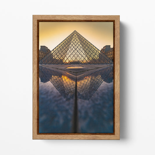 Louvre Museum Reflection wood framed canvas wall art