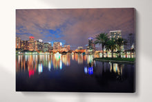 Load image into Gallery viewer, Orlando Skyline Lake Eola Florida Wall Art Canvas