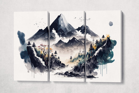 Japan Landscape ink canvas home art decor print