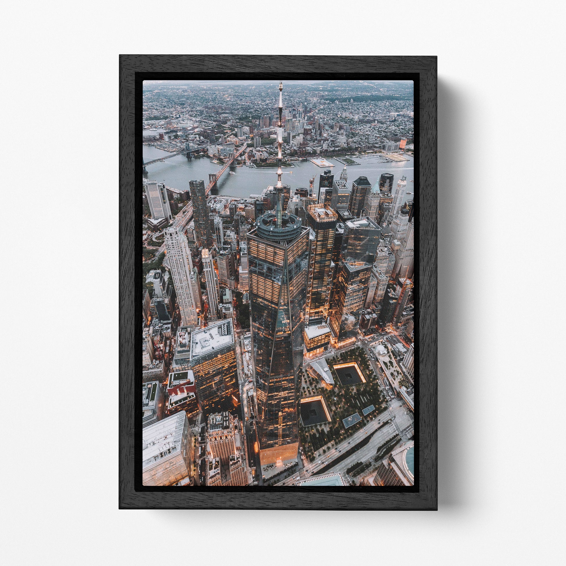One World Trade Center Black Frame Canvas Print