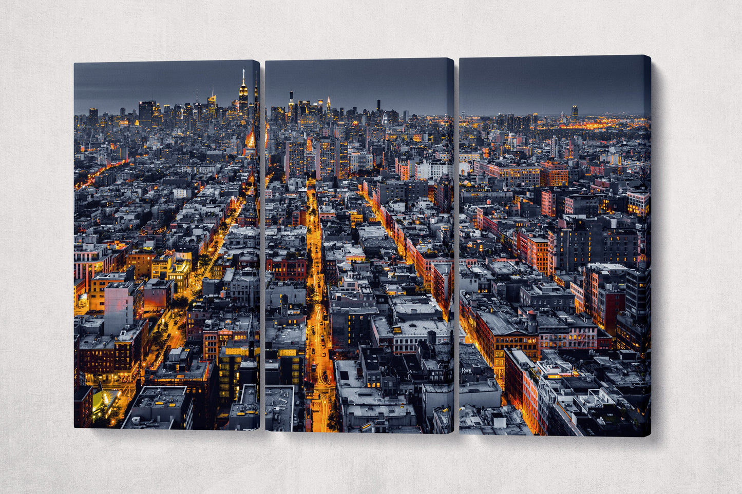 New York City aerial view at night canvas wall art home decor