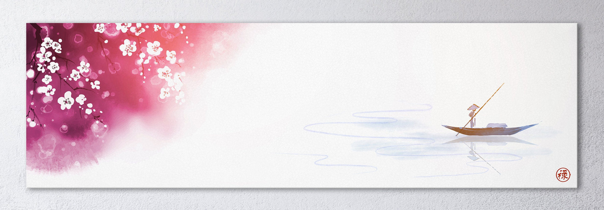 Japanese lake sakura cherry blossom artwork wall decor canvas print