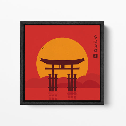 Japan Torii Gate Artwork Square Black Frame Canvas Print