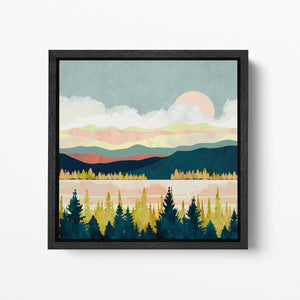 Golden Forest Nordic Style Wall Decor Black Framed Canvas Eco Leather Print