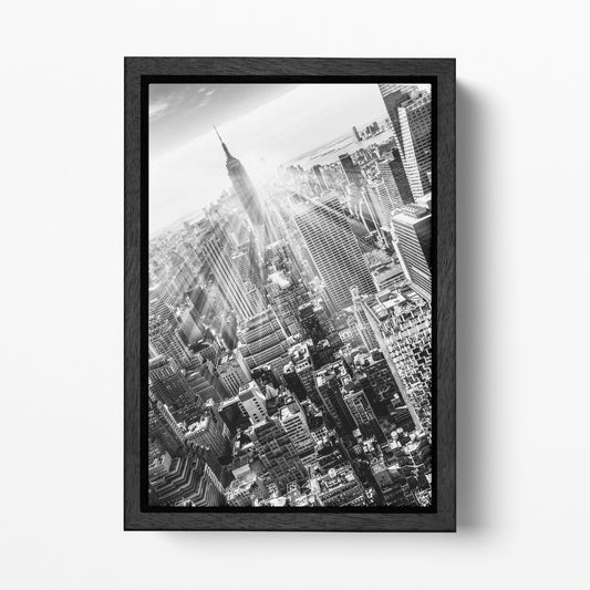 Empire State Building black frame black and white canvas wall art