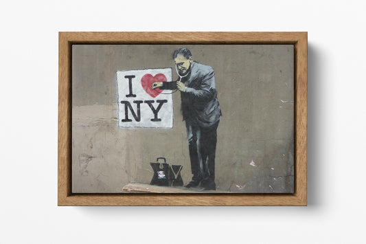 I Love New York by Banksy Canvas Wall Art wood frame
