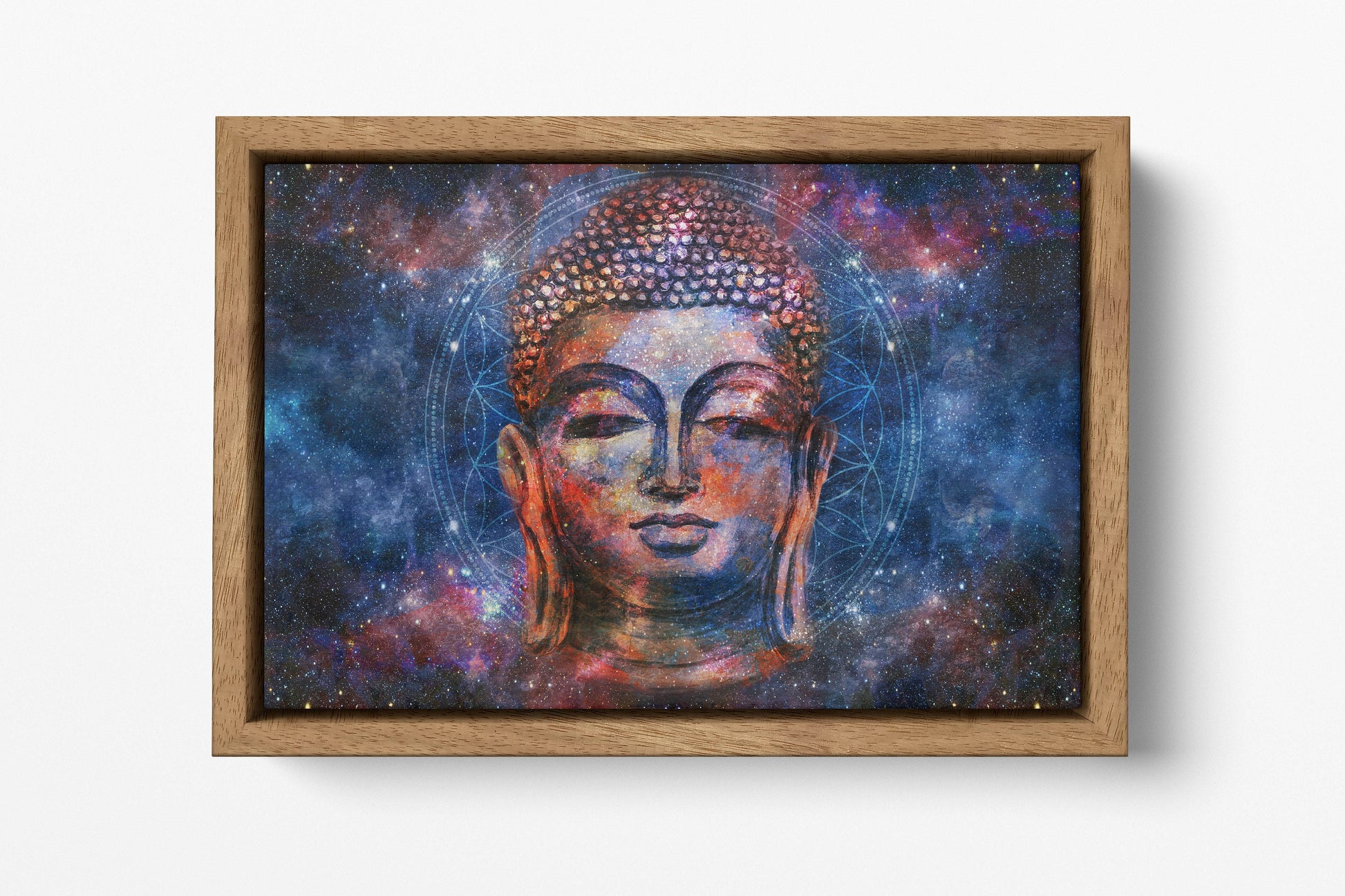 Buddha head mandala artwork wood frame canvas