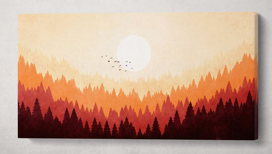 Grunge sunset warm tones illustration canvas eco leather print, Made in Italy!
