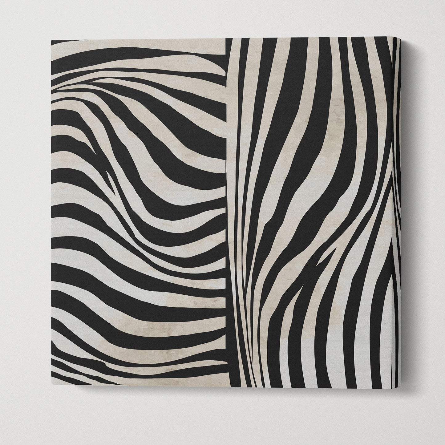 Zebra Pattern Square Framed Canvas Wall Art Eco Leather Print
