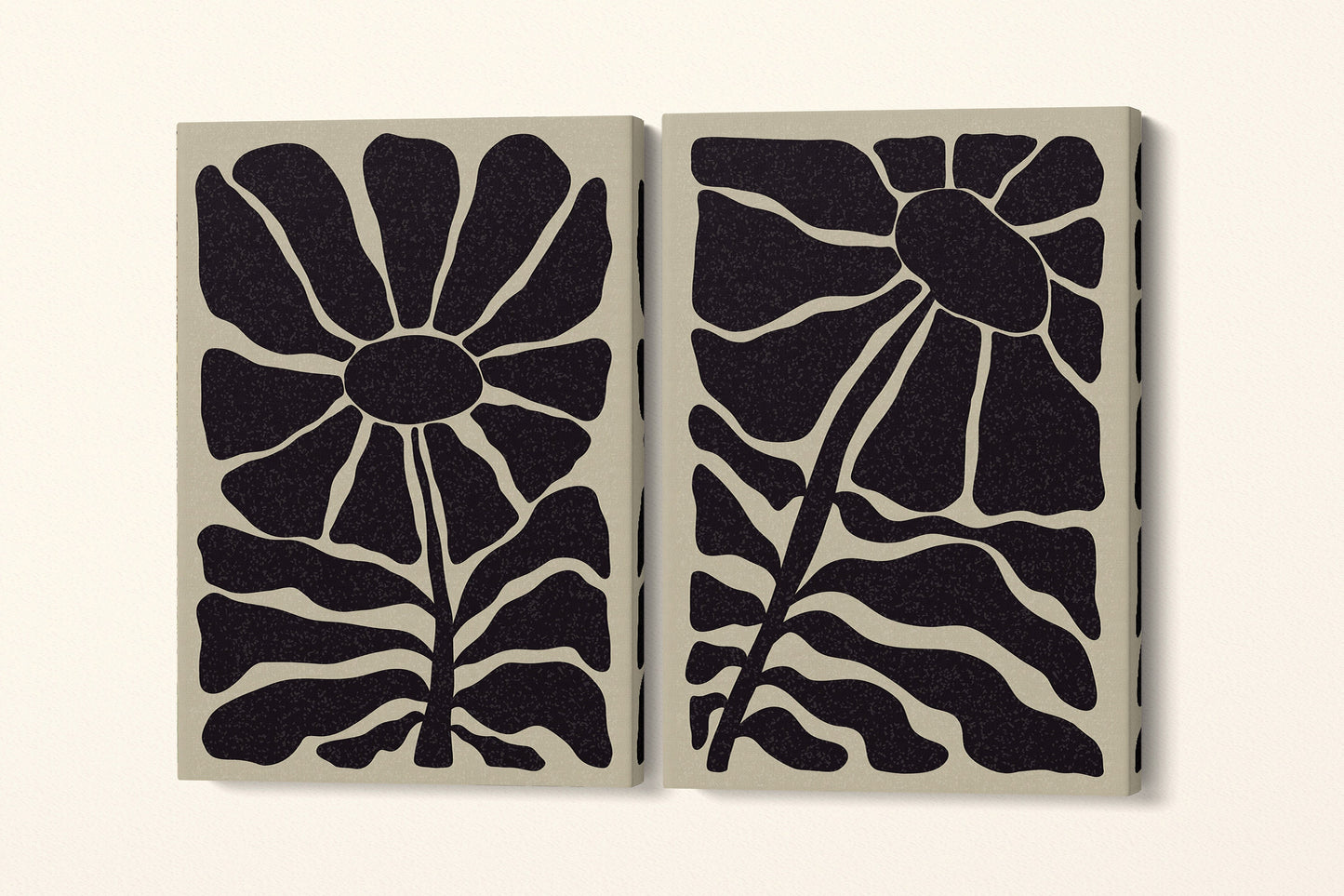Groovy Hippie Flower Wall Art Framed Canvas Eco Leather Print Set 2