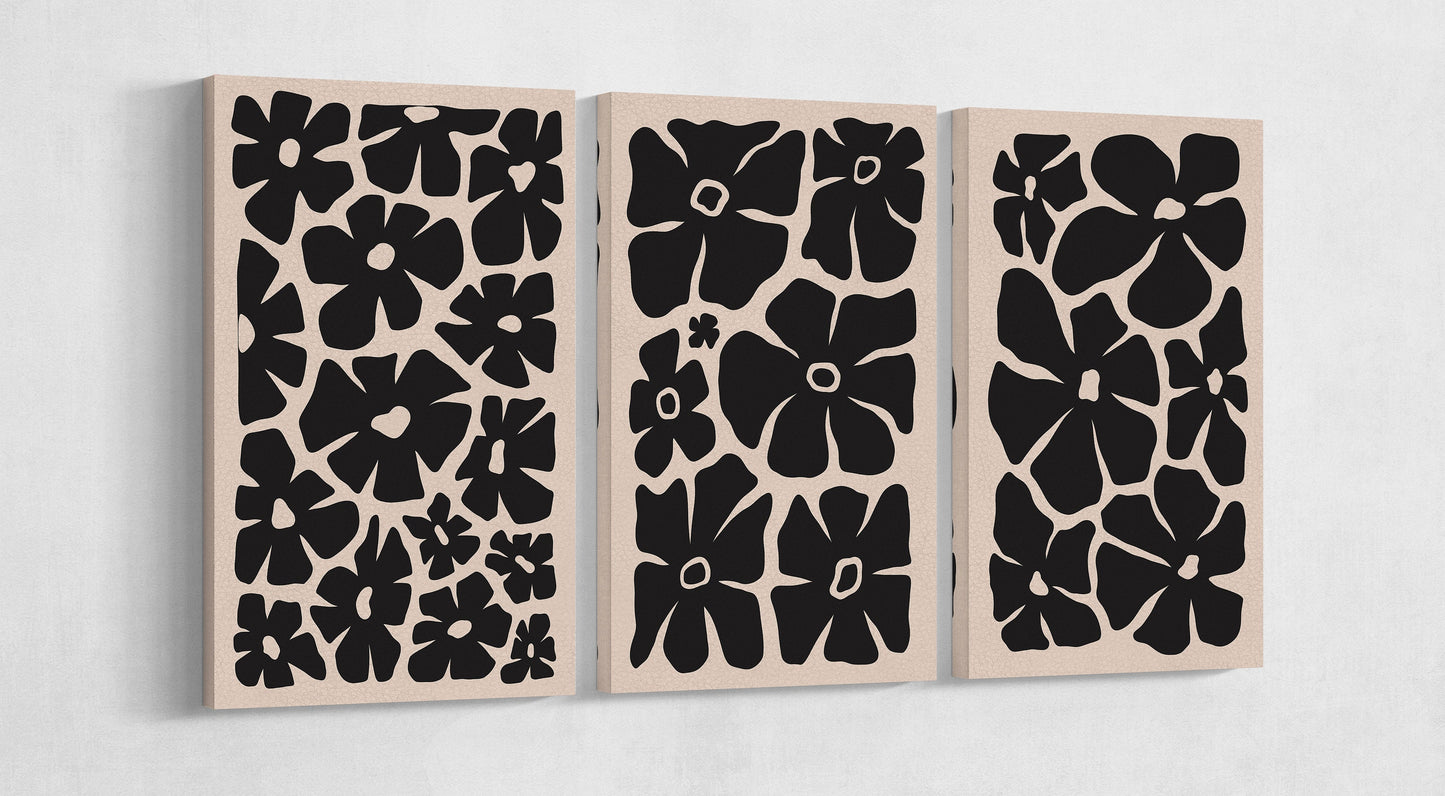 Flower Minimal Modern Wall Art Canvas 3 panels