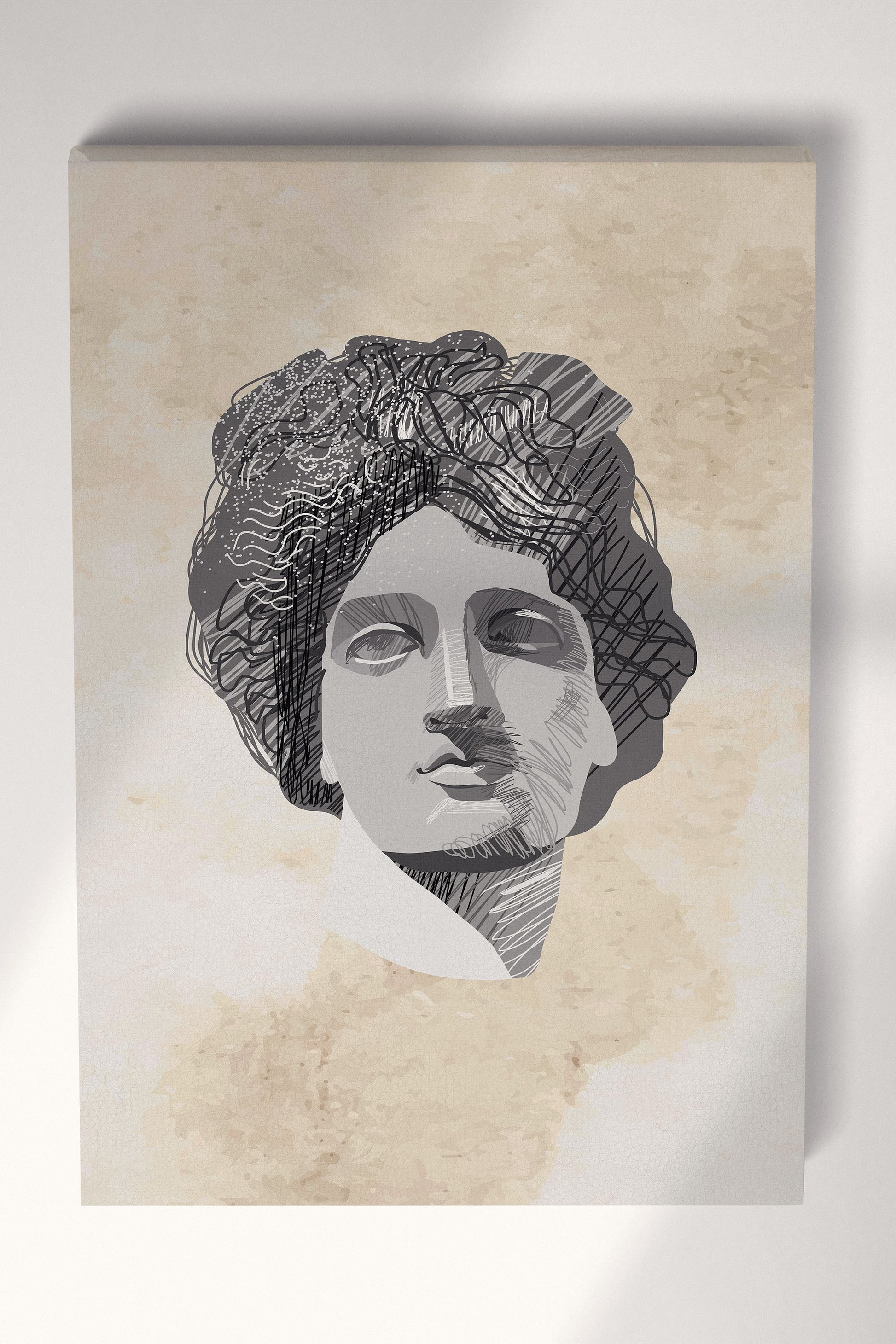 Roman Head Artwork Canvas Wall Art Frame Eco Leather Print