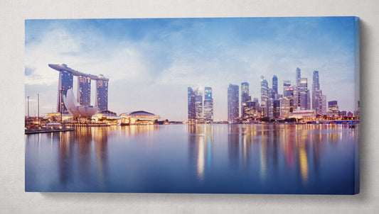 Singapore Skyline Panoramic Canvas Eco Leather Print