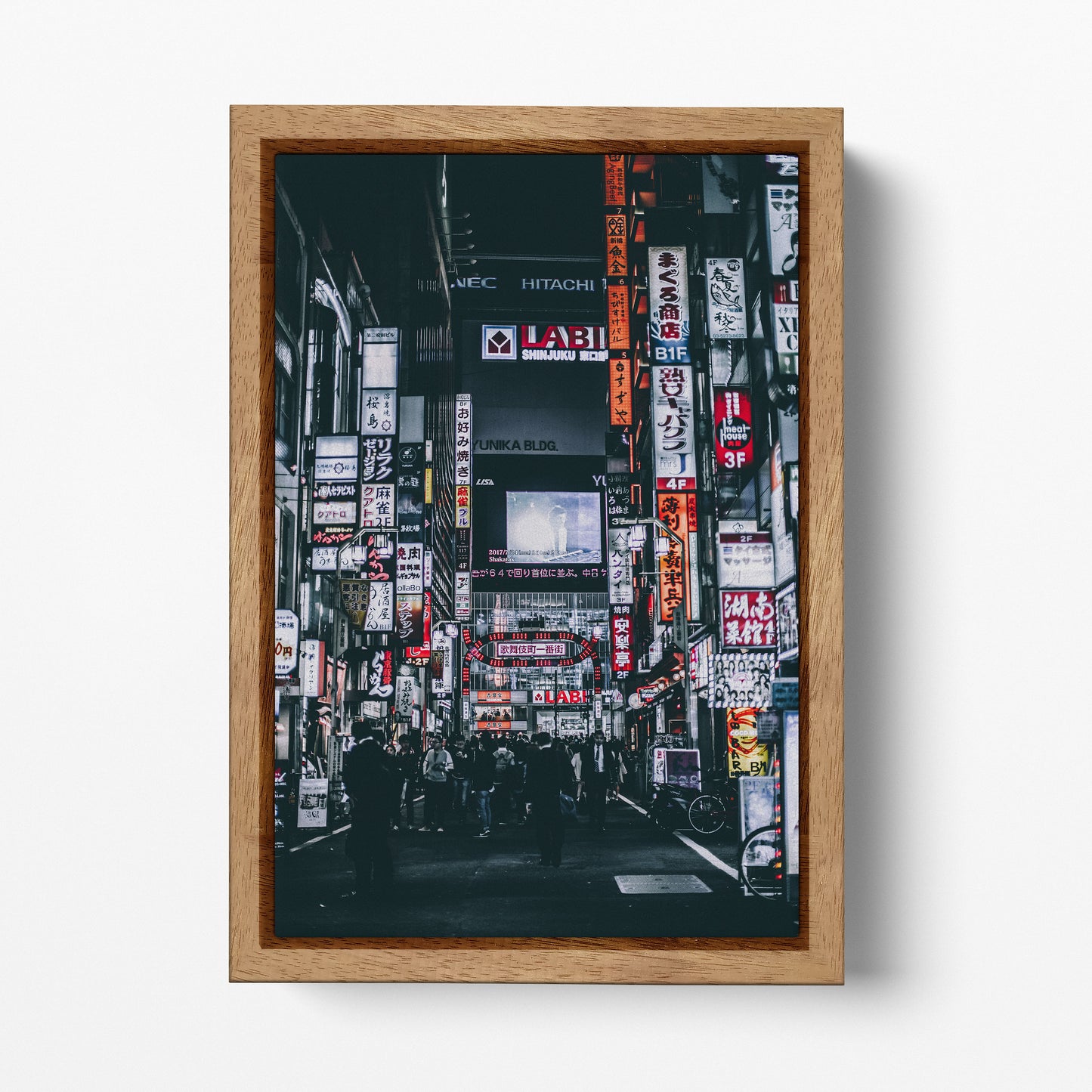 Tokyo Neon Street Japan Wall Art Framed Canvas Wood Frame