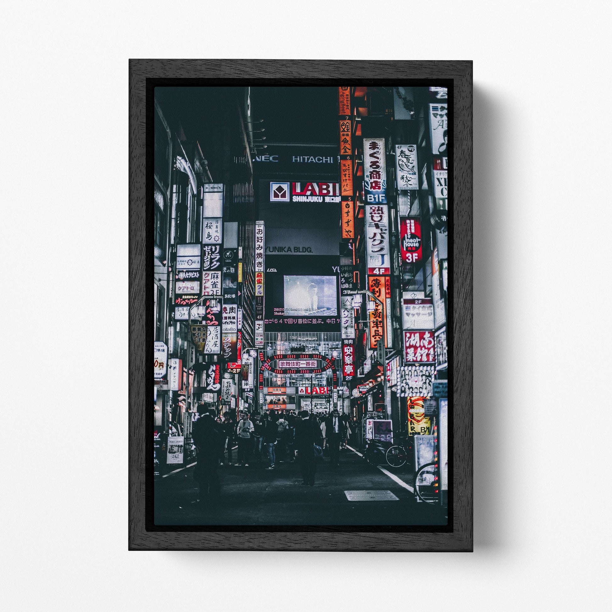 Tokyo Neon Street Japan Wall Art Framed Canvas Black Frame