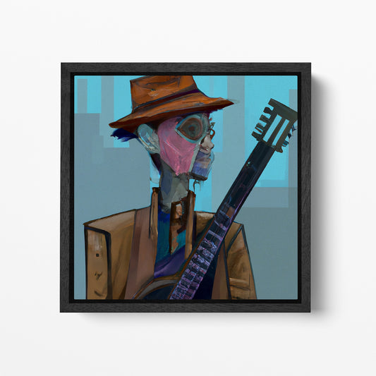 The Old Guitarist Steam Punk Edition by Pablo Picasso black frame wall art canvas print