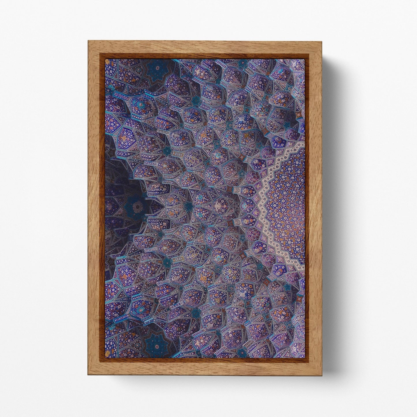 Persian Art Mosaic Mosque Isfahan Ceiling Wall Art Home Decor Canvas Eco Lather Print, Made in Italy!