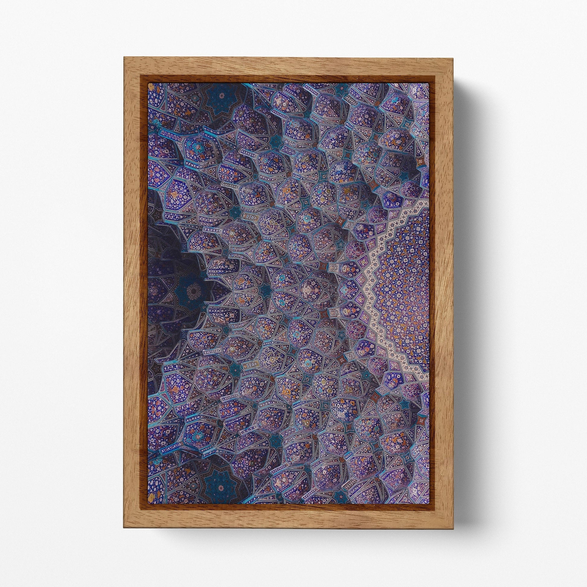 Persian Art Mosaic Mosque Isfahan Ceiling Wall Art Home Decor Canvas Eco Lather Print, Made in Italy!