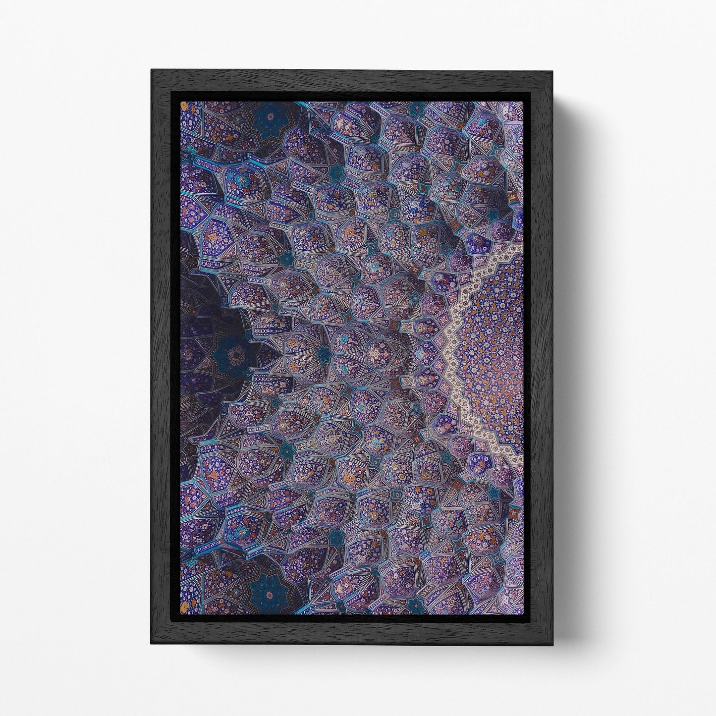Persian Art Mosaic Mosque Isfahan Ceiling Wall Art Home Decor Canvas Eco Lather Print, Made in Italy!