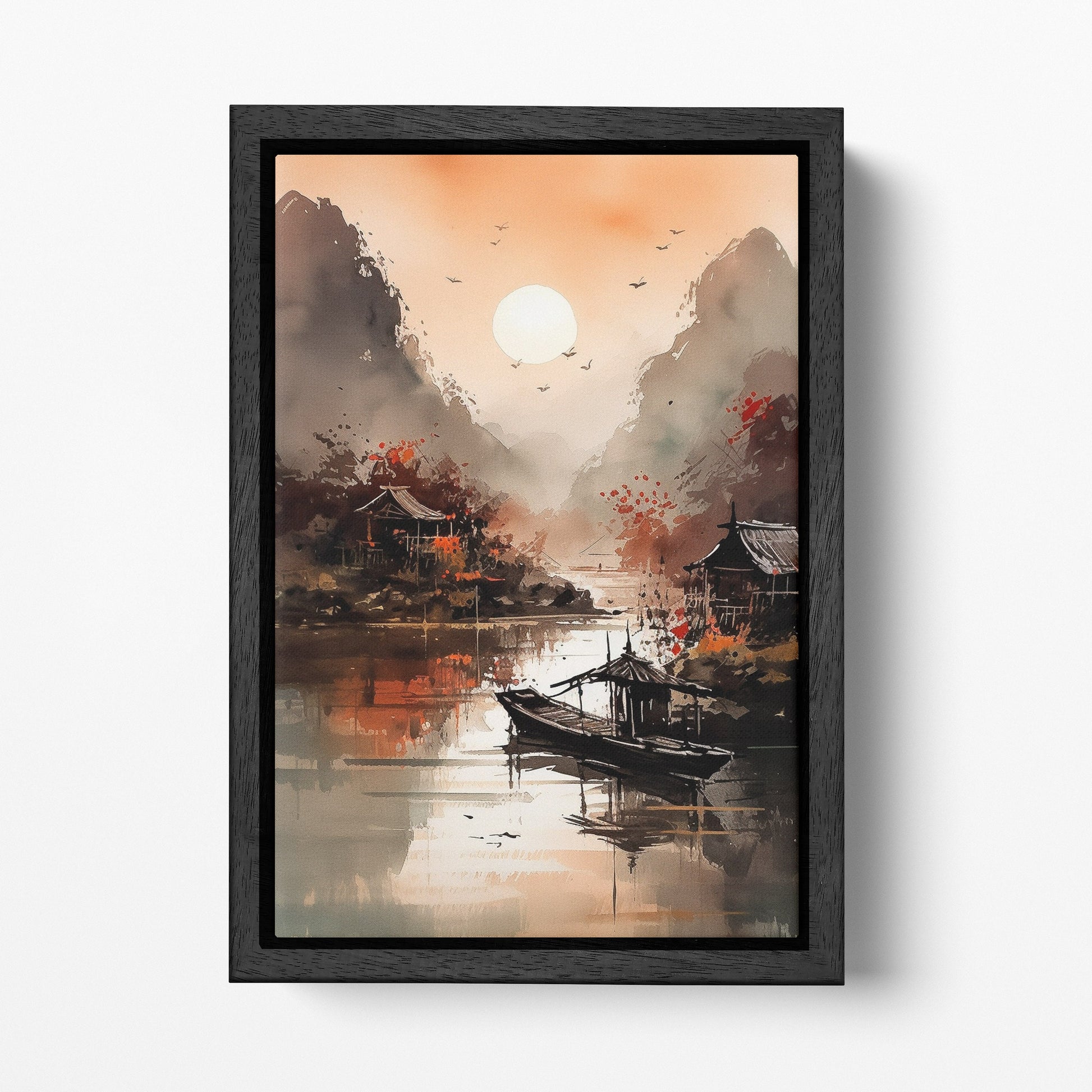 Ninh Bihn Vietnam Sunset Wall Art Home Decor Canvas Eco Lather Print Black Frame