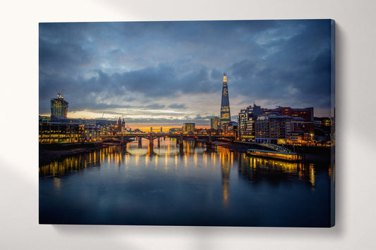 London Skyline From Millennium Bridge Wall Art Home Decor Canvas Eco Leather Print