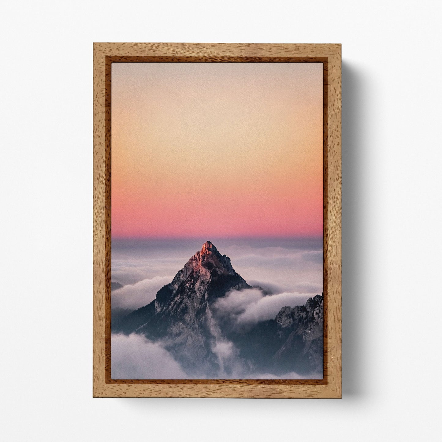 Swiss Alps Sunset Canvas Wall Art Home Decor Eco Leather Print, Made in Italy!