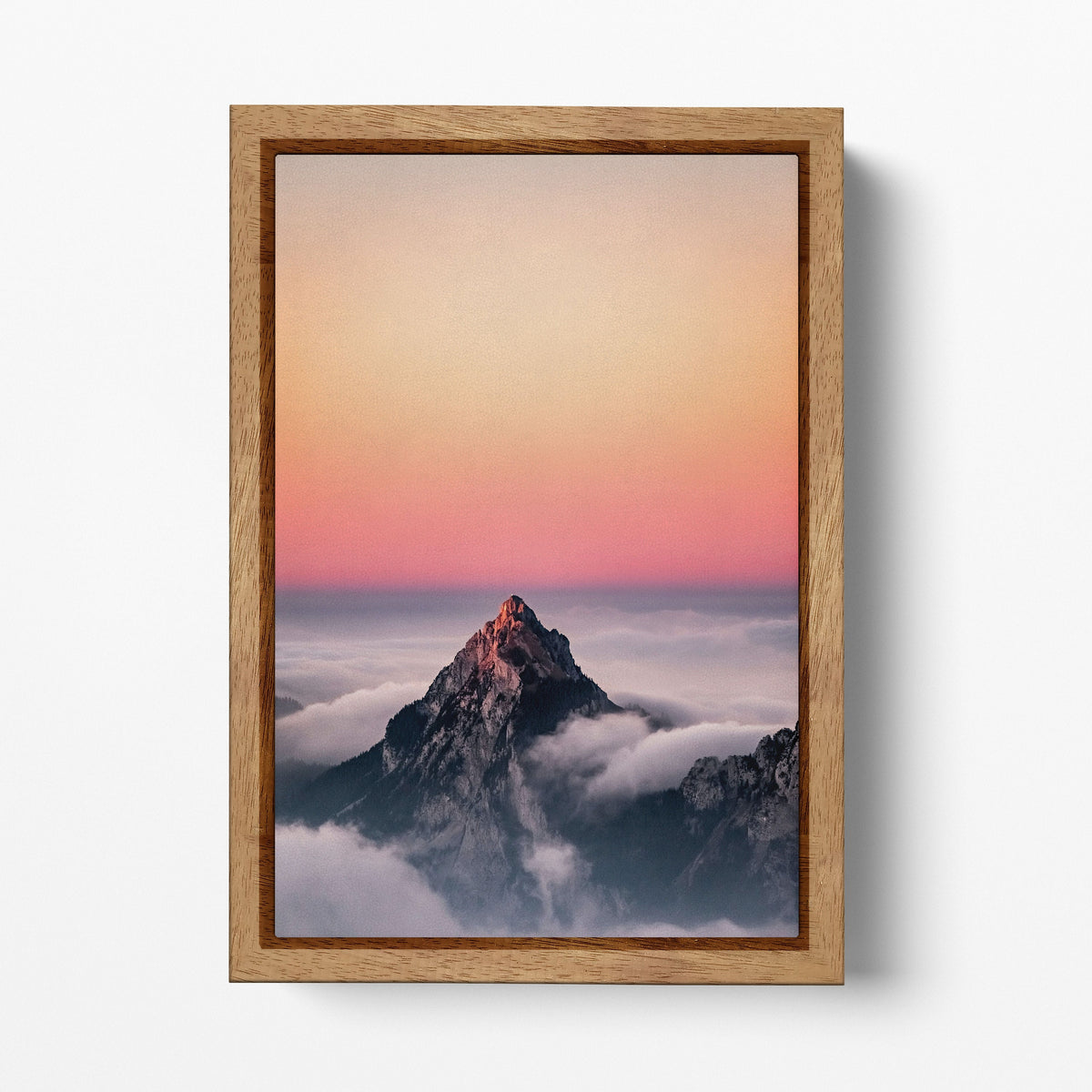 Swiss Alps Sunset Canvas Wall Art Home Decor Eco Leather Print, Made in Italy!