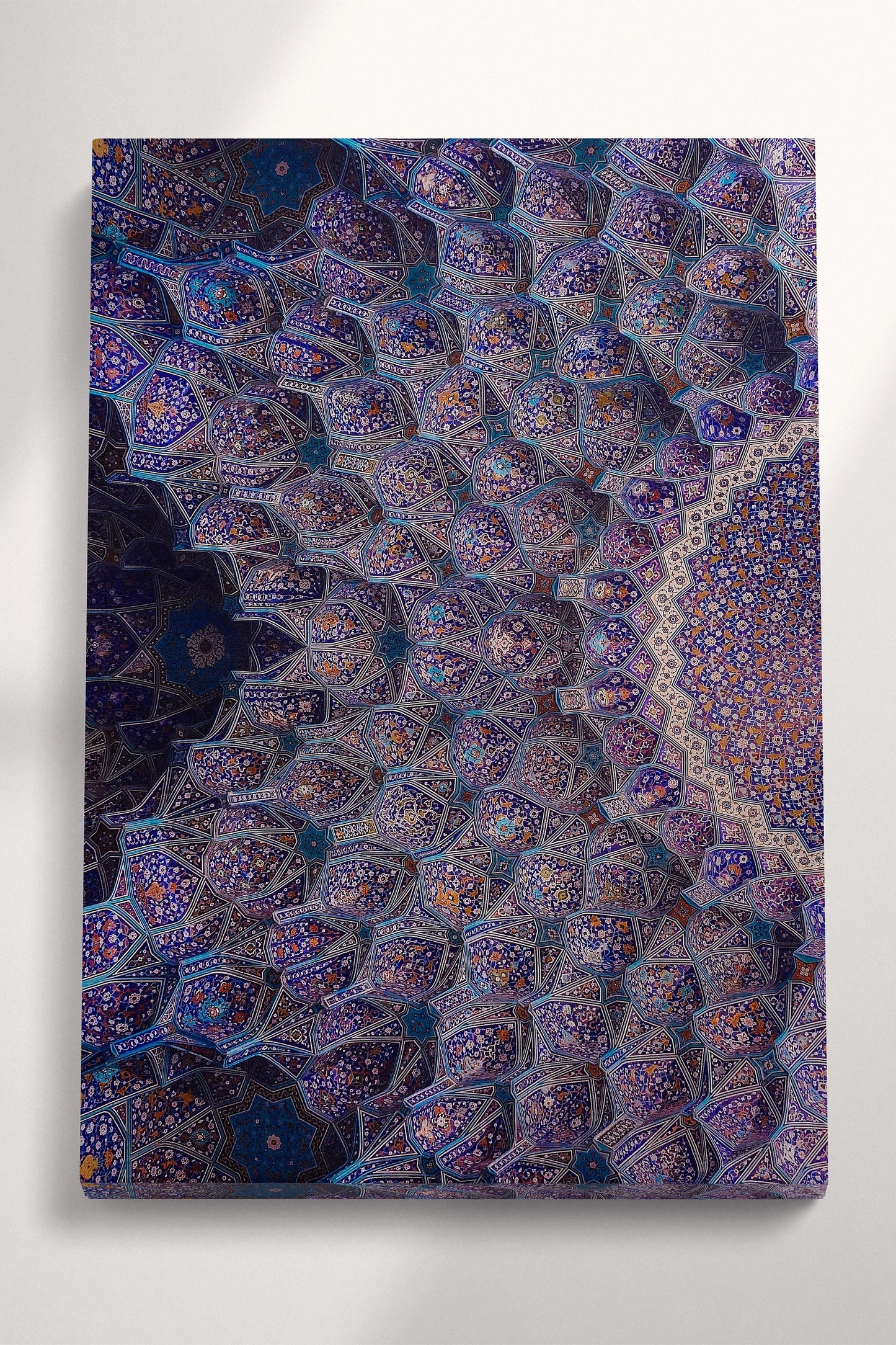 Persian Art Mosaic Mosque Isfahan Ceiling Wall Art Home Decor Canvas Eco Lather Print, Made in Italy!