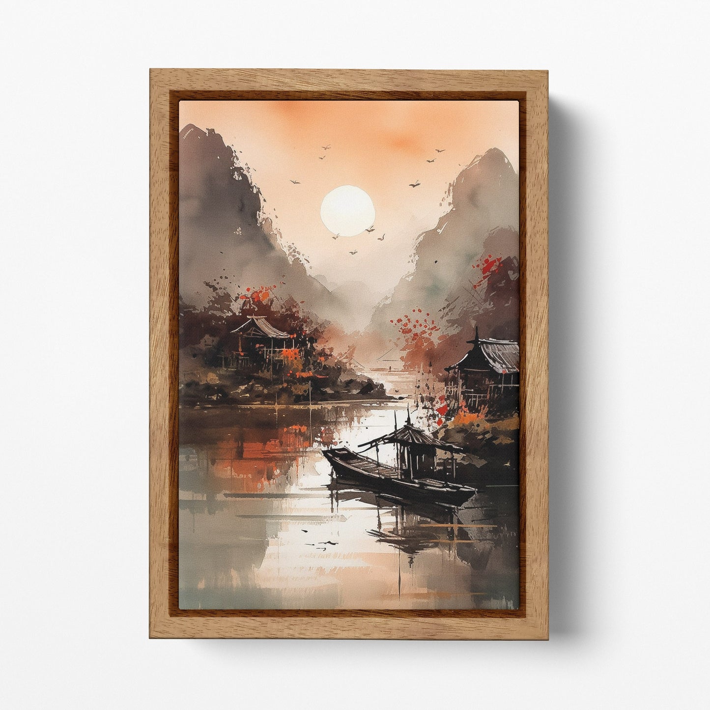 Ninh Bihn Vietnam Sunset Wall Art Home Decor Canvas Eco Lather Print Wood Frame
