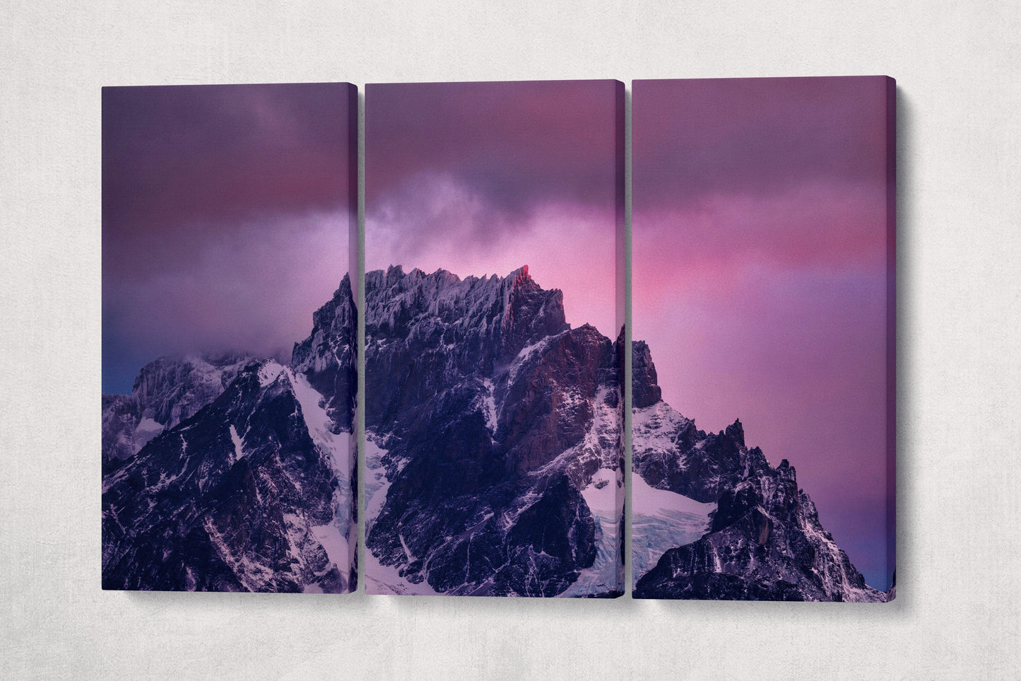Torres del Paine Peak, Patagonia, Chile Wall Art Canvas Eco Leather Print, Made in Italy!
