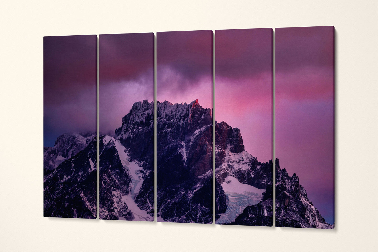 Torres del Paine Peak, Patagonia, Chile Wall Art Canvas Eco Leather Print, Made in Italy!