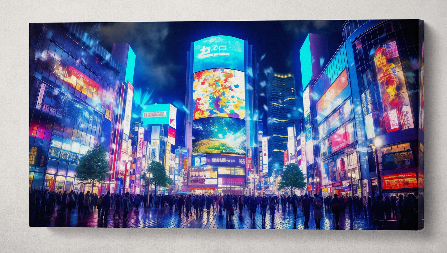 Tokyo Lights At Night Anime Landscape canvas